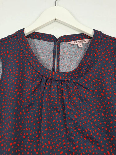 Review Navy Confetti Sleeveless Office Essential Top Size 12 by SwapUp-Online Second Hand Store-Online Thrift Store