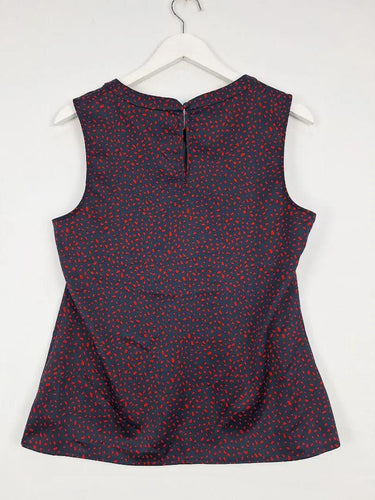 Review Navy Confetti Sleeveless Office Essential Top Size 12 by SwapUp-Online Second Hand Store-Online Thrift Store
