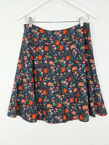 Review Navy Floral Panel Skirt Size 10 by SwapUp-Online Second Hand Store-Online Thrift Store
