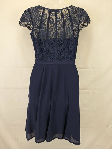 Review Navy Lace Bodice Evening Midi Dress Size 8 by SwapUp-Online Second Hand Store-Online Thrift Store