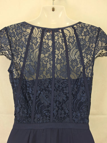 Review Navy Lace Bodice Evening Midi Dress Size 8 by SwapUp-Online Second Hand Store-Online Thrift Store