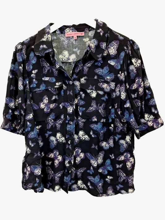 Review Relaxed Butterfly Button Down Shirt Size 16 by SwapUp-Online Second Hand Store-Online Thrift Store