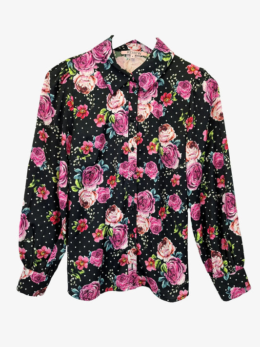 Review Spring Blooms Covered Buttons Shirt Size 8 by SwapUp-Online Second Hand Store-Online Thrift Store