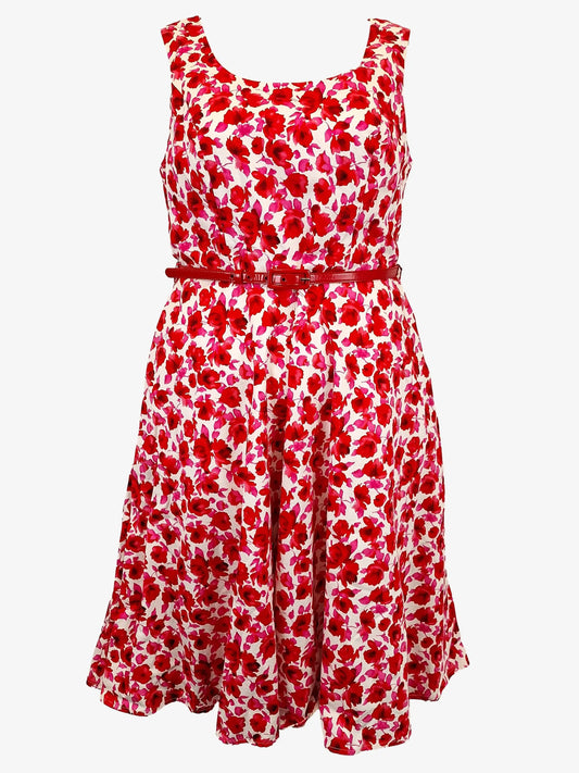 Review Spring Blossom Belted Midi Dress Size 14 by SwapUp-Online Second Hand Store-Online Thrift Store