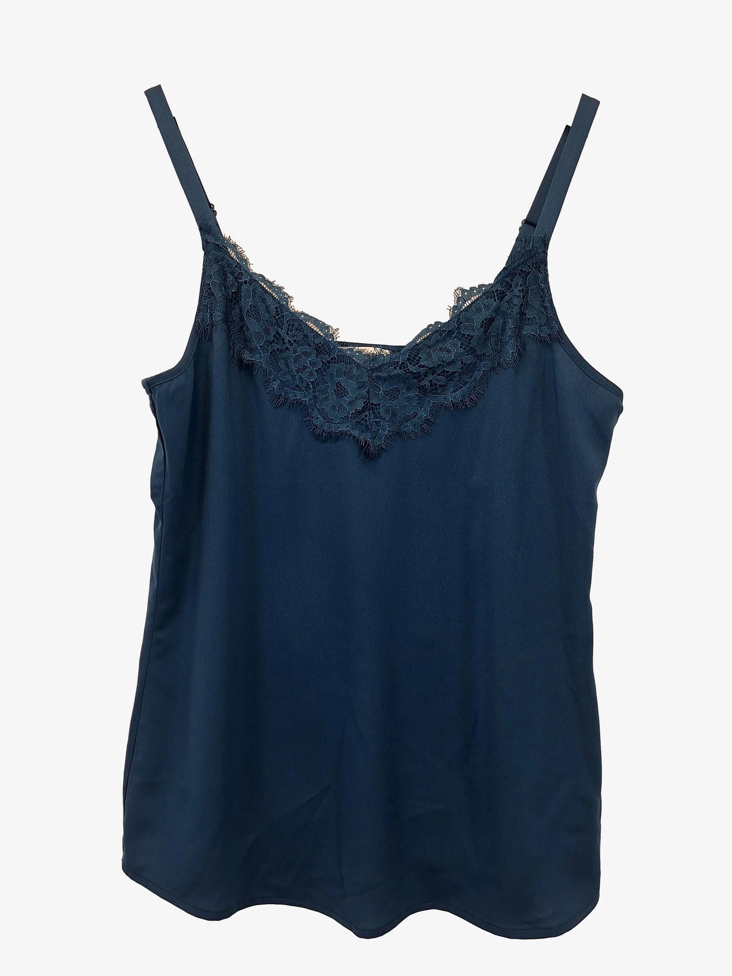 Review Teal Lace Trimmed Camisole Top Size 8 by SwapUp-Online Second Hand Store-Online Thrift Store