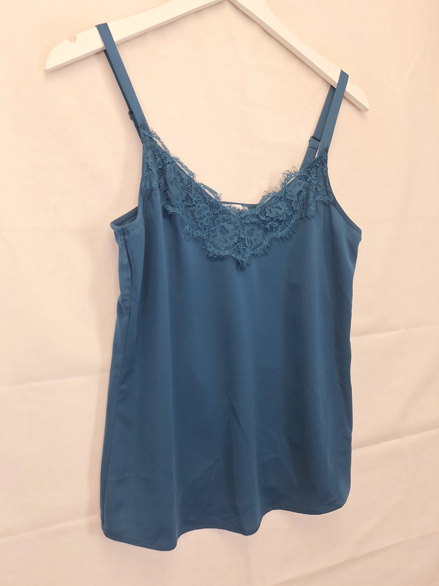 Review Teal Lace Trimmed Camisole Top Size 8 by SwapUp-Online Second Hand Store-Online Thrift Store