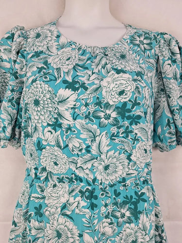 Review Teal Spring Garden Open Back Midi Dress Size 14 by SwapUp-Online Second Hand Store-Online Thrift Store
