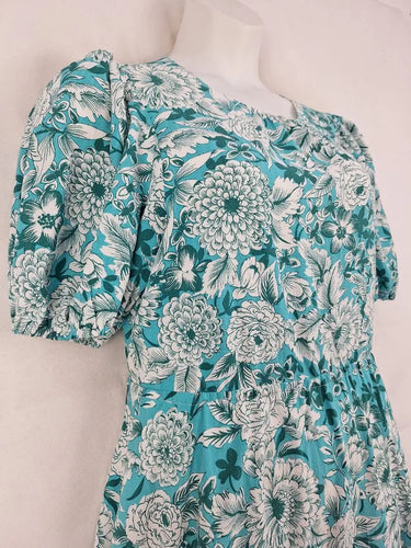 Review Teal Spring Garden Open Back Midi Dress Size 14 by SwapUp-Online Second Hand Store-Online Thrift Store