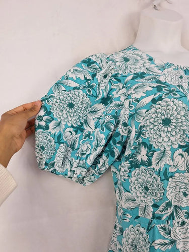 Review Teal Spring Garden Open Back Midi Dress Size 14 by SwapUp-Online Second Hand Store-Online Thrift Store
