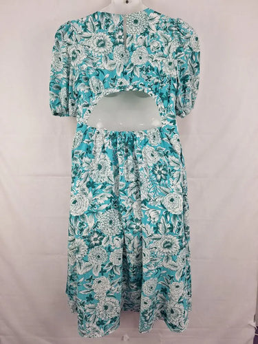 Review Teal Spring Garden Open Back Midi Dress Size 14 by SwapUp-Online Second Hand Store-Online Thrift Store