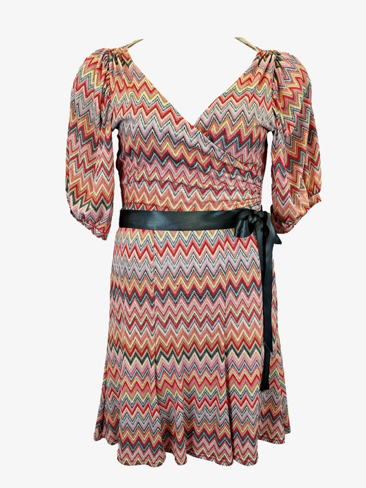 Review Vibrant Zigzag Wrap Mini Dress Size 14 by SwapUp-Online Second Hand Store-Online Thrift Store