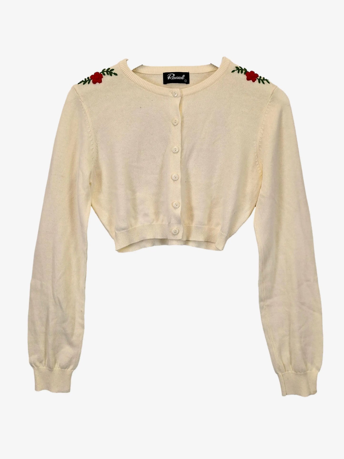 Revival Retro Embroidered Cropped Cardigan Size 12 by SwapUp-Online Second Hand Store-Online Thrift Store