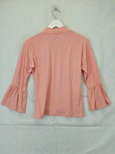 Rice Paper Fairy Floss Pink Frilled Sleeve Top Size M by SwapUp-Online Second Hand Store-Online Thrift Store