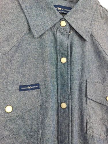 Ringers Western Slim Fit Mid Blue Western Shirt Size 14 by SwapUp-Online Second Hand Store-Online Thrift Store