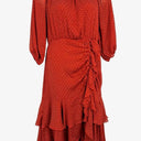 Rodeo Show Terracotta Lucile Dotted Midi Dress Size 12 by SwapUp-Online Second Hand Store-Online Thrift Store