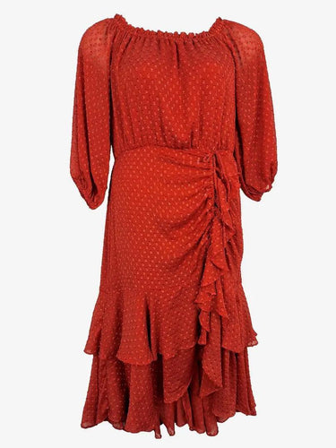 Rodeo Show Terracotta Lucile Dotted Midi Dress Size 12 by SwapUp-Online Second Hand Store-Online Thrift Store