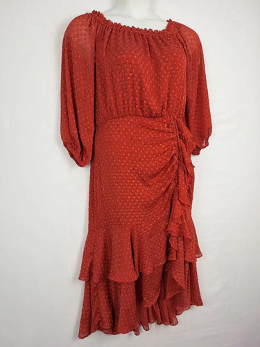 Rodeo Show Terracotta Lucile Dotted Midi Dress Size 12 by SwapUp-Online Second Hand Store-Online Thrift Store