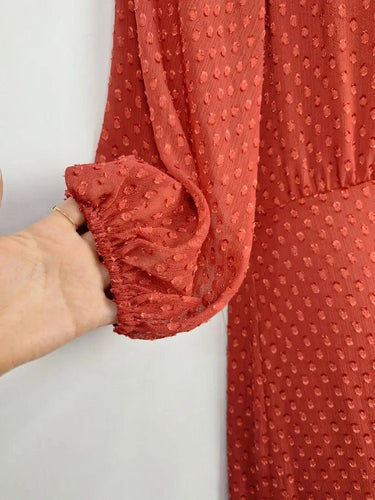 Rodeo Show Terracotta Lucile Dotted Midi Dress Size 12 by SwapUp-Online Second Hand Store-Online Thrift Store