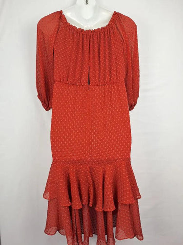 Rodeo Show Terracotta Lucile Dotted Midi Dress Size 12 by SwapUp-Online Second Hand Store-Online Thrift Store