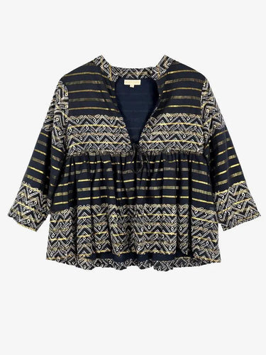 Rubyyaya Boho Gold Tie Front Blouse Size XS by SwapUp-Online Second Hand Store-Online Thrift Store