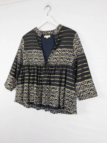 Rubyyaya Boho Gold Tie Front Blouse Size XS by SwapUp-Online Second Hand Store-Online Thrift Store
