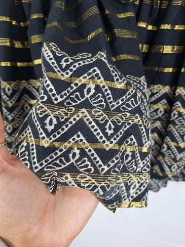 Rubyyaya Boho Gold Tie Front Blouse Size XS by SwapUp-Online Second Hand Store-Online Thrift Store