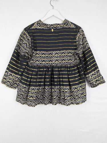 Rubyyaya Boho Gold Tie Front Blouse Size XS by SwapUp-Online Second Hand Store-Online Thrift Store