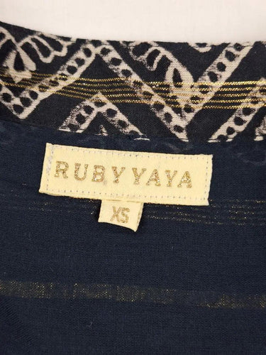 Rubyyaya Boho Gold Tie Front Blouse Size XS by SwapUp-Online Second Hand Store-Online Thrift Store
