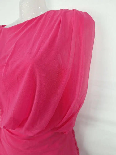Ruched Hot Pink Micro Mesh Mini Dress Dress Size 8 by SwapUp-Online Second Hand Store-Online Thrift Store