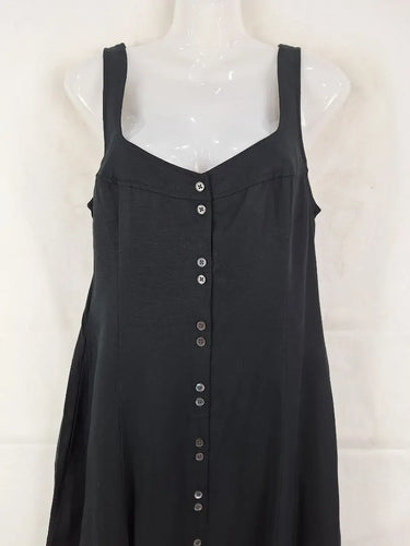 Saba Button Front Black Midi Dress Size 10 by SwapUp-Online Second Hand Store-Online Thrift Store