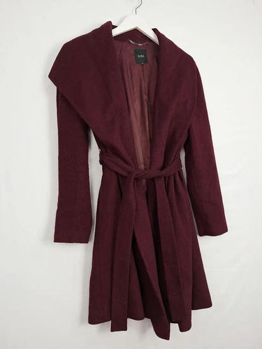 Saba Maroon Felted Drape Coat Size M by SwapUp-Online Second Hand Store-Online Thrift Store