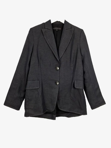 Sally Phillips Charcoal Contrast Stitch Single Breasted Blazer Size 12 by SwapUp-Online Second Hand Store-Online Thrift Store