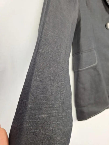 Sally Phillips Charcoal Contrast Stitch Single Breasted Blazer Size 12 by SwapUp-Online Second Hand Store-Online Thrift Store
