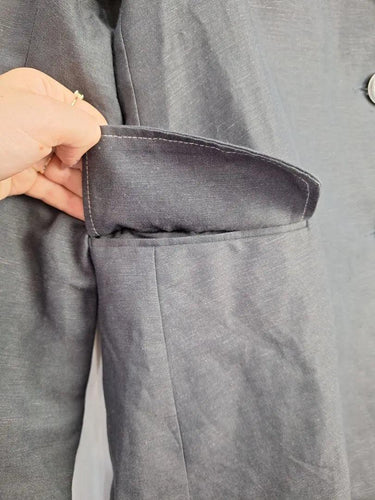 Sally Phillips Charcoal Contrast Stitch Single Breasted Blazer Size 12 by SwapUp-Online Second Hand Store-Online Thrift Store