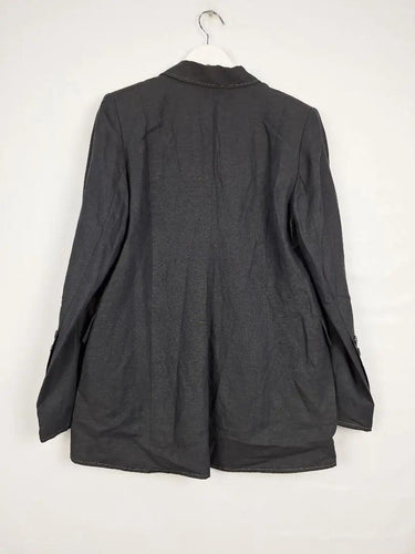 Sally Phillips Charcoal Contrast Stitch Single Breasted Blazer Size 12 by SwapUp-Online Second Hand Store-Online Thrift Store