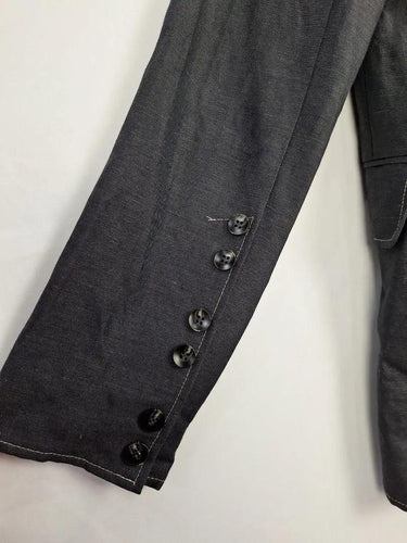 Sally Phillips Charcoal Contrast Stitch Single Breasted Blazer Size 12 by SwapUp-Online Second Hand Store-Online Thrift Store