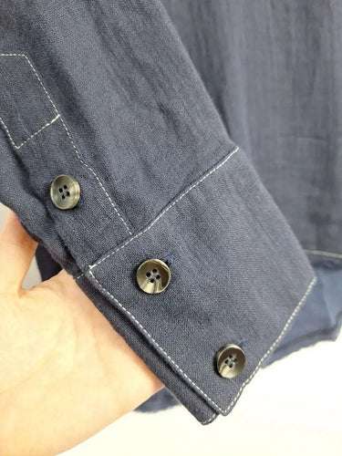Sally Phillips Navy Effortless Linen Blend Blouse Size 10 by SwapUp-Online Second Hand Store-Online Thrift Store