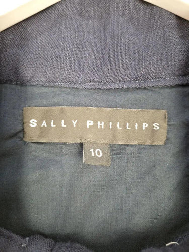 Sally Phillips Navy Effortless Linen Blend Blouse Size 10 by SwapUp-Online Second Hand Store-Online Thrift Store