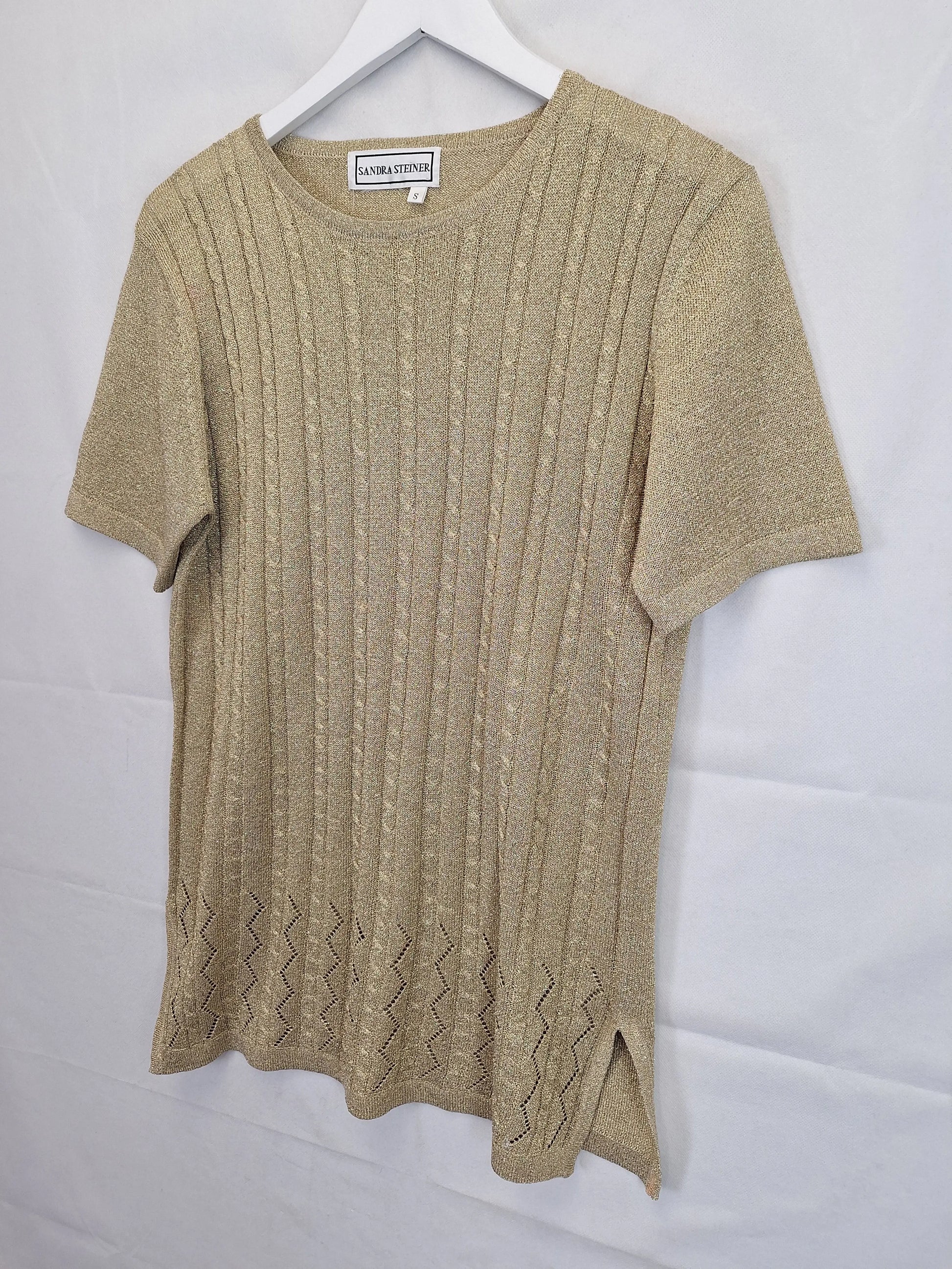 Sandra Steiner Gold Metallic Knit Top Size S by SwapUp-Online Second Hand Store-Online Thrift Store