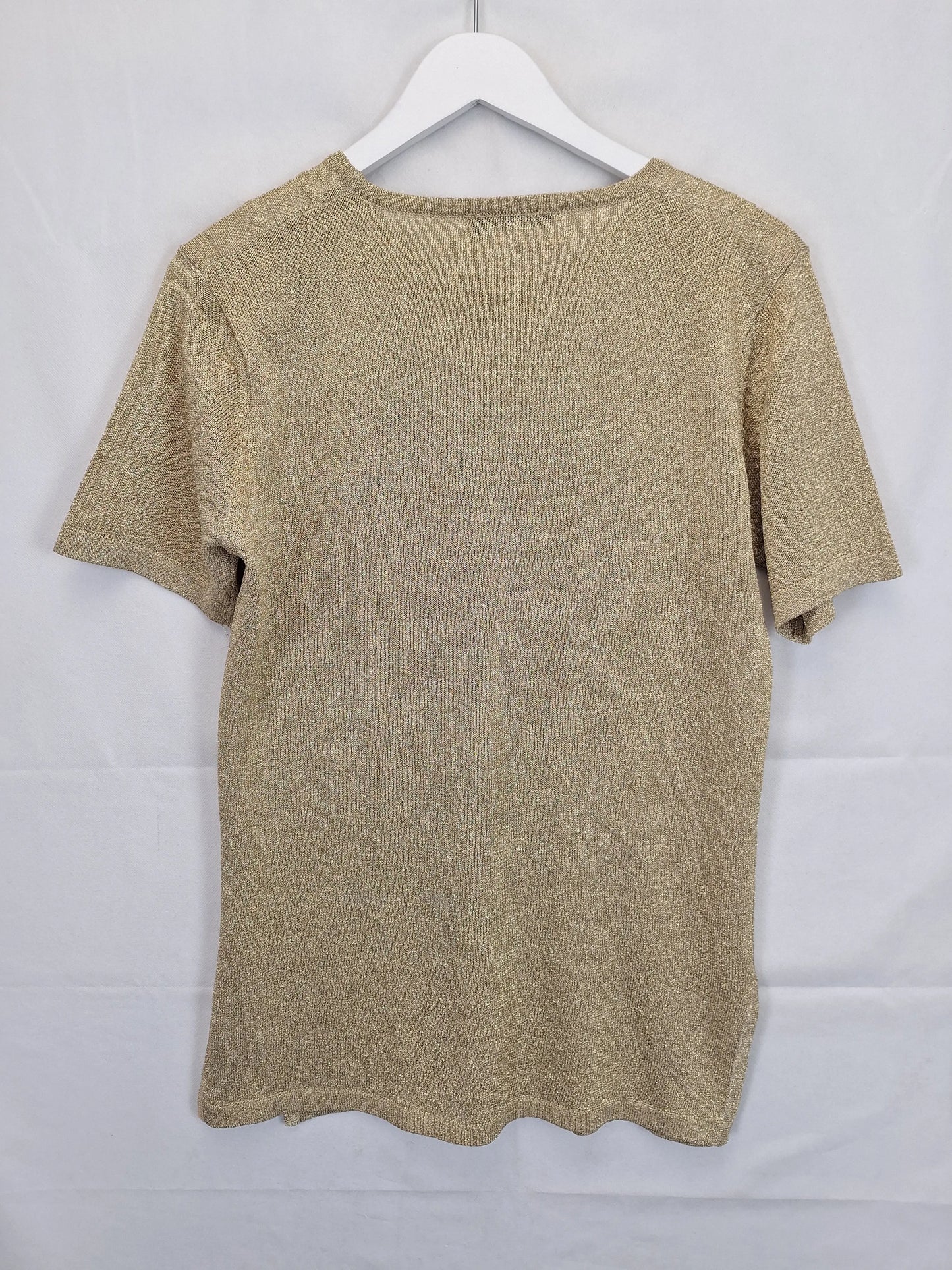 Sandra Steiner Gold Metallic Knit Top Size S by SwapUp-Online Second Hand Store-Online Thrift Store