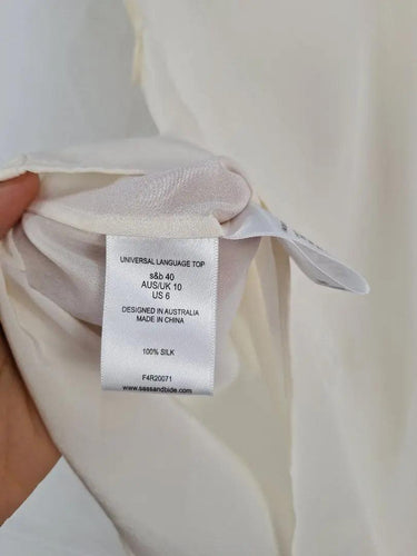 Sass & Bide Cream Universal Language Silk Top Size 10 by SwapUp-Online Second Hand Store-Online Thrift Store