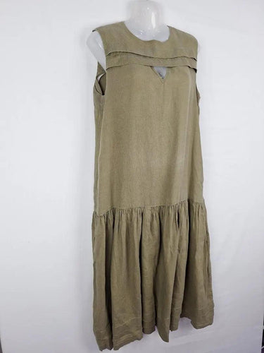 Sass & Bide Khaki Drop Waist Linen Dress Size S by SwapUp-Online Second Hand Store-Online Thrift Store