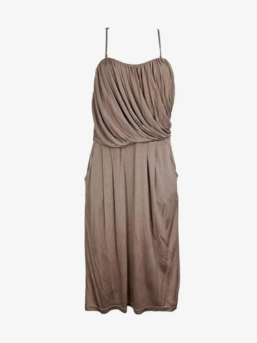 Satch Taupe Ruched Strappy Midi Dress Size 10 by SwapUp-Online Second Hand Store-Online Thrift Store