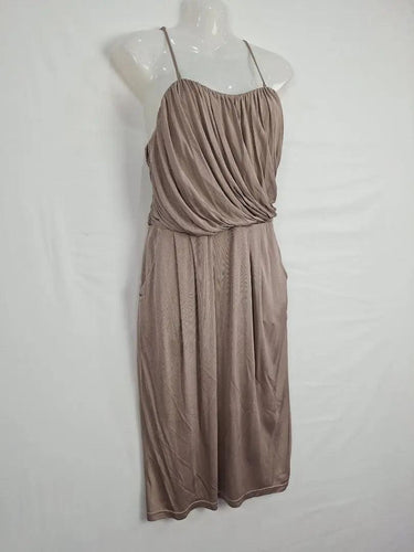 Satch Taupe Ruched Strappy Midi Dress Size 10 by SwapUp-Online Second Hand Store-Online Thrift Store