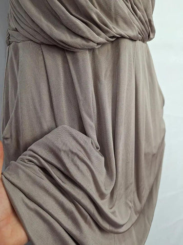 Satch Taupe Ruched Strappy Midi Dress Size 10 by SwapUp-Online Second Hand Store-Online Thrift Store