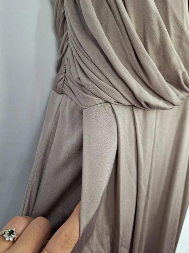 Satch Taupe Ruched Strappy Midi Dress Size 10 by SwapUp-Online Second Hand Store-Online Thrift Store