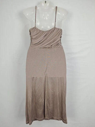 Satch Taupe Ruched Strappy Midi Dress Size 10 by SwapUp-Online Second Hand Store-Online Thrift Store