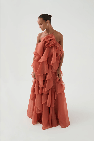 Aje Coral Clay Pandorea Layered Maxi Dress Size 16 by SwapUp-Online Second Hand Store-Online Thrift Store