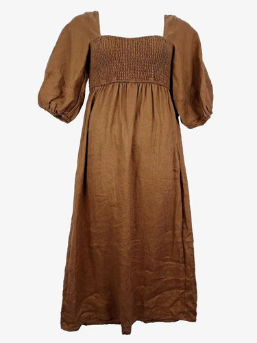 Seed Cinnamon Puff Sleeve Linen Dress Size 10 by SwapUp-Online Second Hand Store-Online Thrift Store
