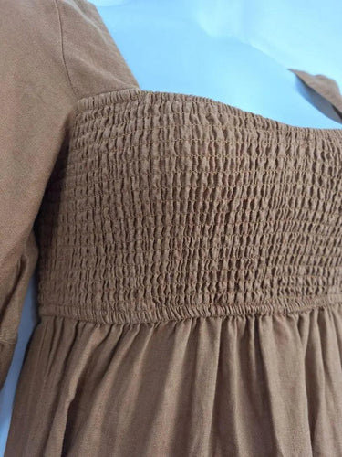 Seed Cinnamon Puff Sleeve Linen Dress Size 10 by SwapUp-Online Second Hand Store-Online Thrift Store